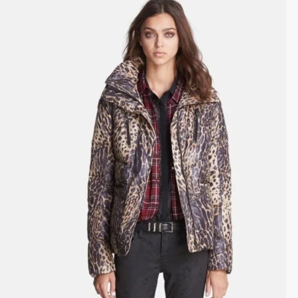 The Kooples Puffer Coat Leopard Print